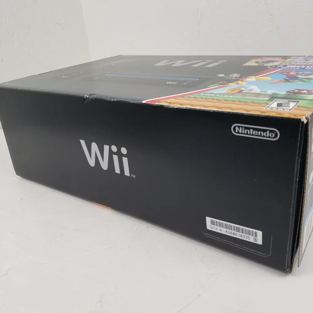 Nintendo Wii Console Black Bundle RVL-101 Remote In Box Plus 4 Games Wii Sports